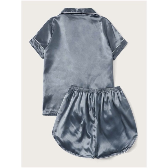 Grey- Bluh Satin shorts set - Picture 2 of 2